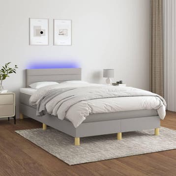 vidaXL Boxspring met matras en LED stof lichtgrijs 120x200, Verzenden, Nieuw