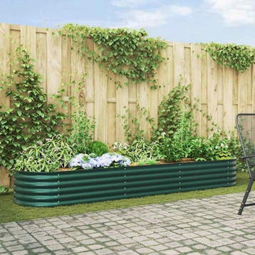vidaXL Verhoogd bed Groen 320 x 80 x 44 cm Staal, Verzenden, Nieuw