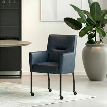 Set van 10 Leren eetkamerstoelen Lucky - Granada Blue, Ophalen of Verzenden, Nieuw, Leer