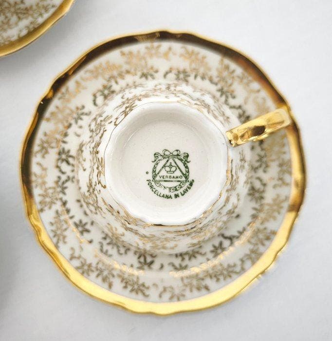 Verbano Porcellana Laveno - Koffieservies (14) - Porselein, Antiquités & Art, Antiquités | Meubles | Tables