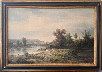 Eugen Jettel (1845-1901) - Landschaft mit Angler, Antiquités & Art