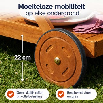 Veiling - Serveerwagen van acaciahout met wielen, Nieuw