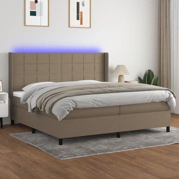 vidaXL LED Box Spring Bed met hoofdeinde Stof, Verzenden