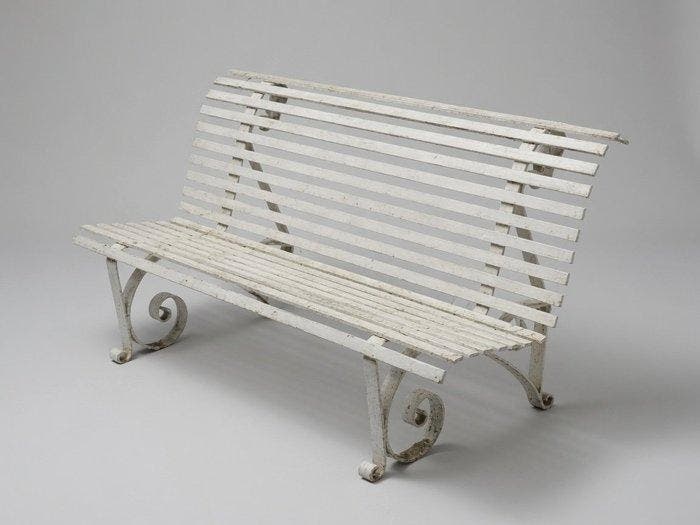 Bank - Franse vintage tuinbank - Smeedijzer, Hout, Antiek en Kunst, Antiek | Meubels | Stoelen en Sofa's