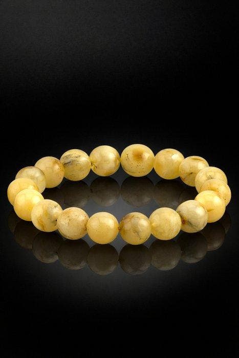 Ambre - Baltic Amber Bracelet – Round Cream Beads with, Antiek en Kunst, Curiosa en Brocante