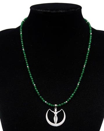 Smaragd - Wicca-halsketting - Artemis - Godin van de Maan -
