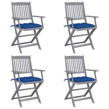 vidaXL Set van 4 klapstoelen met kussens, gemaakt van, Verzenden, Nieuw