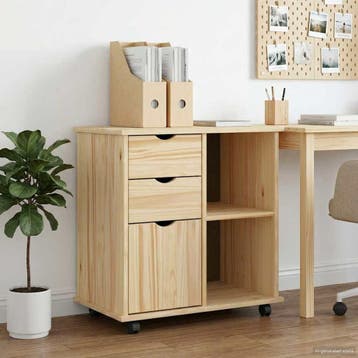 vidaXL Rollende kast 63,5 x 39 x 65,5 cm Massief vurenhout, Huis en Inrichting, Kasten | Overige, Verzenden, Nieuw