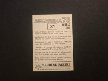 1978 Panini Argentina 78 World Cup Franz Beckenbauer 31 Non