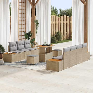 vidaXL Tuinbank Set 10 st 9-Aantal zitplaatsen Beige en, Verzenden