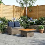 vidaXL Tuin Armleuning Sofa met Opklapbare Tafel 2 Stuk PE, Verzenden