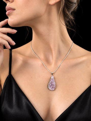 Grote amethist hanger met ketting - 925 Sterlingzilver -