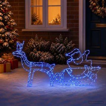 vidaXL Kerstversiering rendier en slee LOVIISA 320 LEDs, Diversen, Verzenden, Nieuw