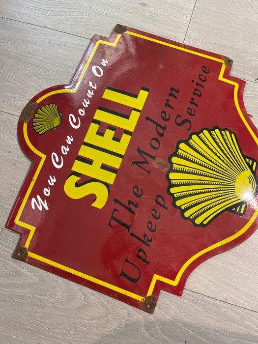Shell - Emaille plaat - Staal, Antiek en Kunst, Antiek | Wandborden en Tegels