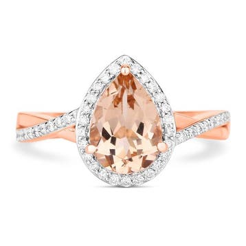 Ring - 14 karaat Roségoud - 1.87ct. tw. Morganiet - Diamant, Nieuw