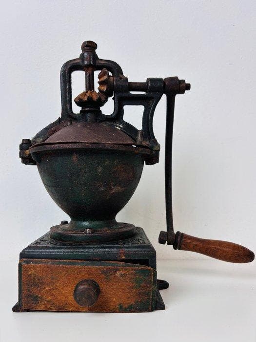 Koffiemolen - Antiek gietijzeren koffiemolen, ca. 1900 -, Antiek en Kunst, Antiek | Keukengerei