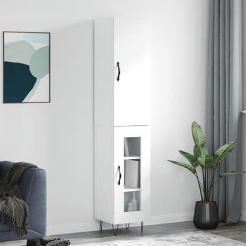 vidaXL Hoge kast 34,5x34x180 cm bewerkt hout wit, Verzenden, Nieuw