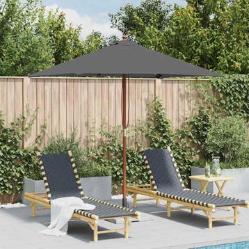 vidaXL Parasol met houten paal 150x200 cm antraciet, Verzenden