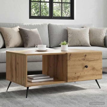 vidaXL Salontafel Artisanaal eiken 90 x 50 x 40 cm Bewerkt, Huis en Inrichting, Verzenden, Nieuw