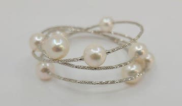 Bracelet - 18 carats Or blanc - Perles Akoya de 7x8 mm