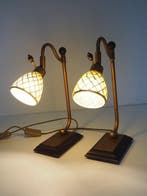 Tafellamp - IJzer, Glas, Hout - Een paar tafellampen