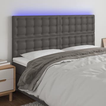 vidaXL Hoofdbord LED 160x5x118/128 cm kunstleer grijs, Verzenden, Nieuw