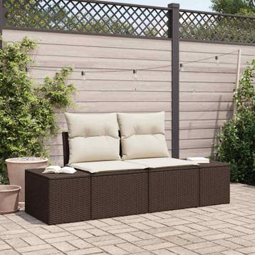 vidaXL Tuin Sofa met kussen Bruin 184 x 62 x 69 cm poly, Verzenden, Nieuw