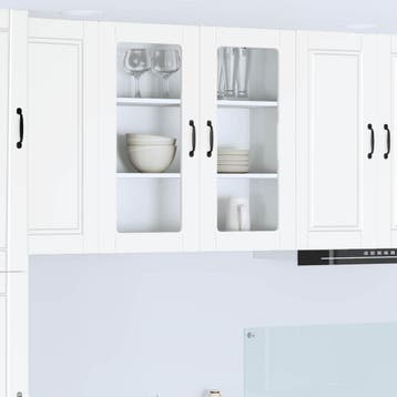 vidaXL Wandglas Kasten PORTO Wit 80 x 31 x 80 cm Bewerkt, Verzenden