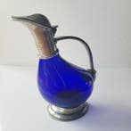 Karaf - Glas, Metaal - Bleu, Antiek en Kunst