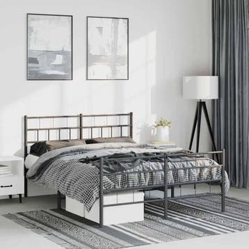 vidaXL Bedframe met hoofd- en voeteneinde metaal zwart, Verzenden, Nieuw