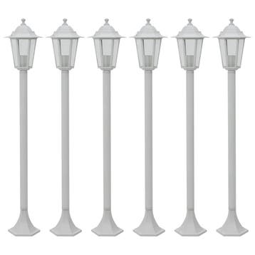 vidaXL Paalverlichting voor tuin E27 110 cm aluminium wit 6, Verzenden, Nieuw
