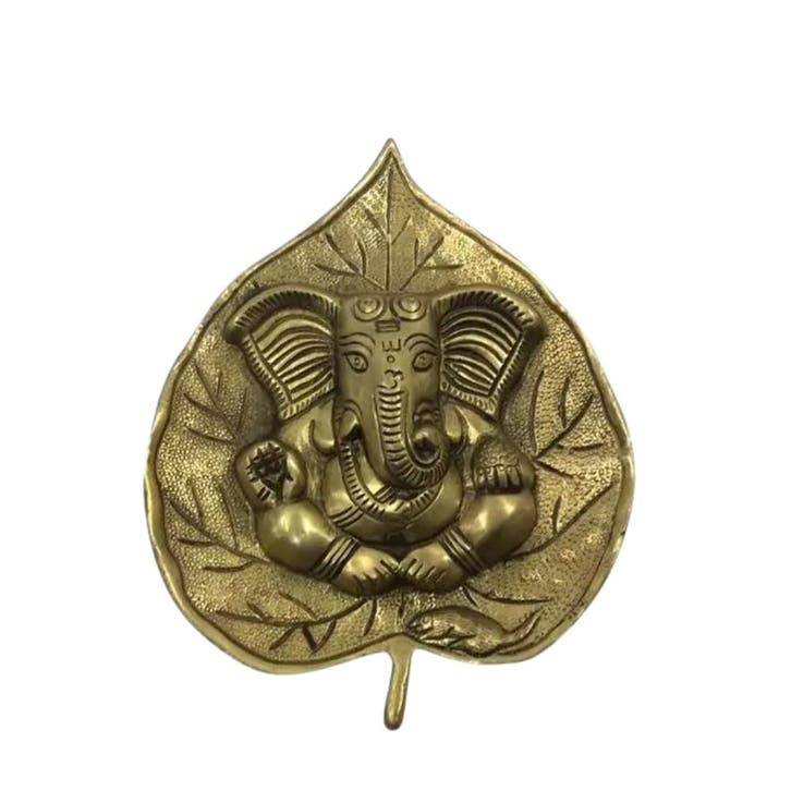 Ganesha op Blad Wandhanger - zware messing, Sport en Fitness, Gezondheidsproducten en Wellness, Ophalen of Verzenden