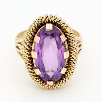 Bague - 18 carats Or jaune Améthyste, Bijoux, Sacs & Beauté