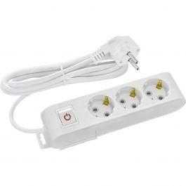 Wit verlengsnoer met 3 stopcontacten, schakelaar en randaard, Doe-het-zelf en Bouw, Elektriciteit en Kabels, Verzenden, Nieuw