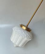 Hangende plafondlamp - Messing, Opalineglas - Artdeco met