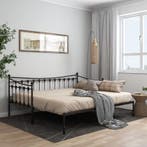 vidaXL Slaapbank uittrekbaar metaal zwart 90x200 cm, Verzenden, Nieuw