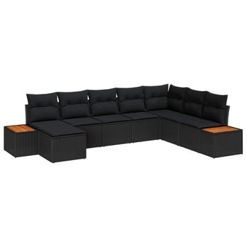 vidaXL Tuinbank Set 8 st Zwart Poly rattan, Tuin en Terras, Tuinsets en Loungesets, Verzenden, Nieuw