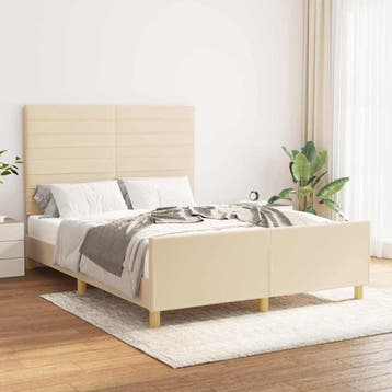 vidaXL Bedframe zonder matras stof crèmekleurig 140x200 cm, Verzenden