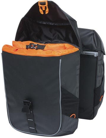 Basil Miles Dubbele Fietstas 34L Zwart/Oranje Waterdicht..., Verzenden, Nieuw