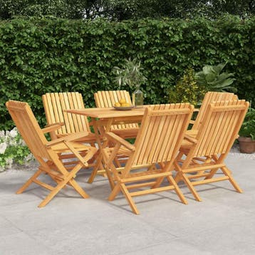 vidaXL 7-delige Tuinset massief teakhout, Verzenden, Nieuw, Tuinset