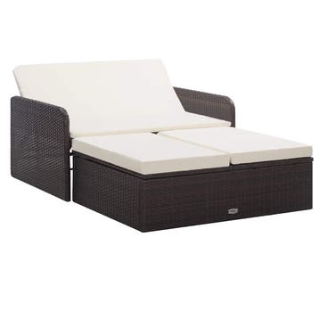 vidaXL 2-delige Loungeset met kussens poly rattan bruin, Verzenden, Nieuw, Loungeset