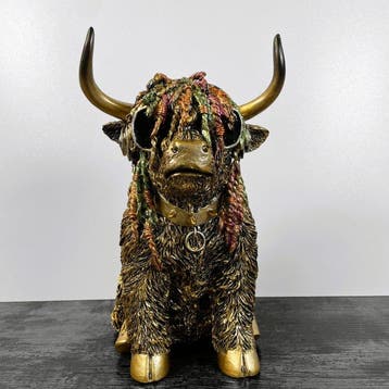 sculptuur, Rasta Bull - 29 cm - Polystone - Resin