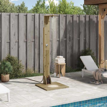 vidaXL Buitendouche 214,5 cm Doordrenkt Dennenhout en RVS, Verzenden, Nieuw