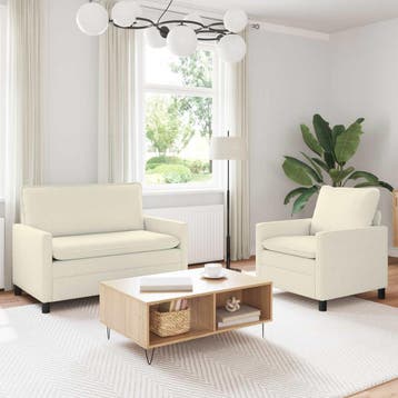 vidaXL bank / zetelstel 2 st Crèmekleurig Stof, Verzenden