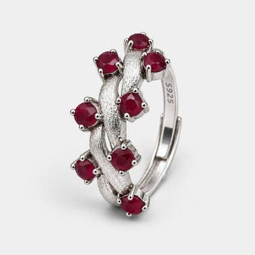 Zonder minimumprijs - Ring Zilver Robijn, Nieuw