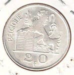 België. Boudewijn I. 20 Francs 1955fr 549 morin zilver 20fr