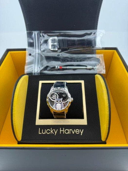 LUCKY HARVEY - Silver Owl Automaton device Luminous Dial, Handtassen en Accessoires, Horloges | Heren