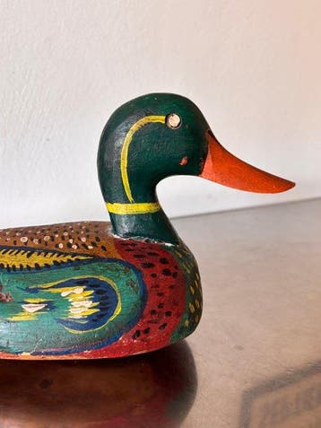 Lokeend - Rare and Antique Floating Duck 30 cm - Carved &