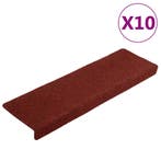 vidaXL Trapmatten Zelfklevend 10 st 65x21x4 cm Bordeaux Rood, Verzenden