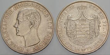 Vereinstaler, daalder 1870 A Sachsen-weimar-eisenach Carl..., Verzenden
